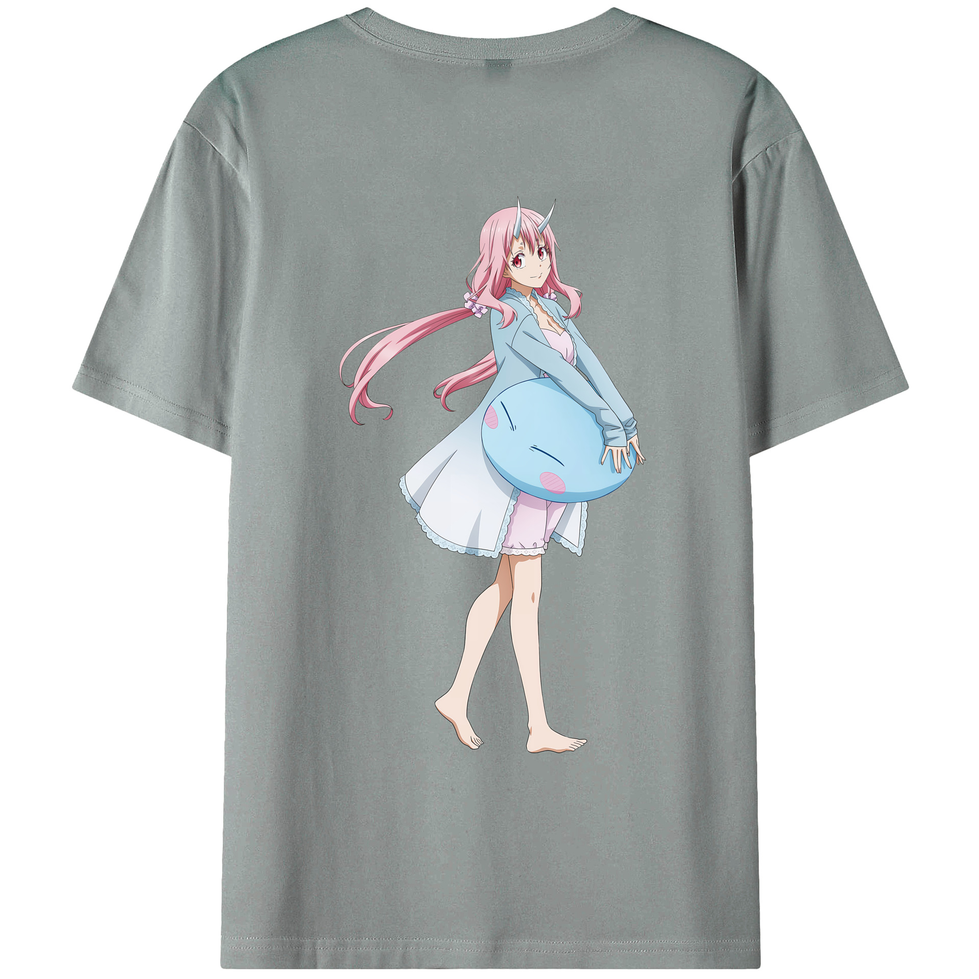（画像用） 転スラ Regarding Reincarnated to Slime 綿100％ メンズ半袖Tシャツ（バックプリント） 通気性